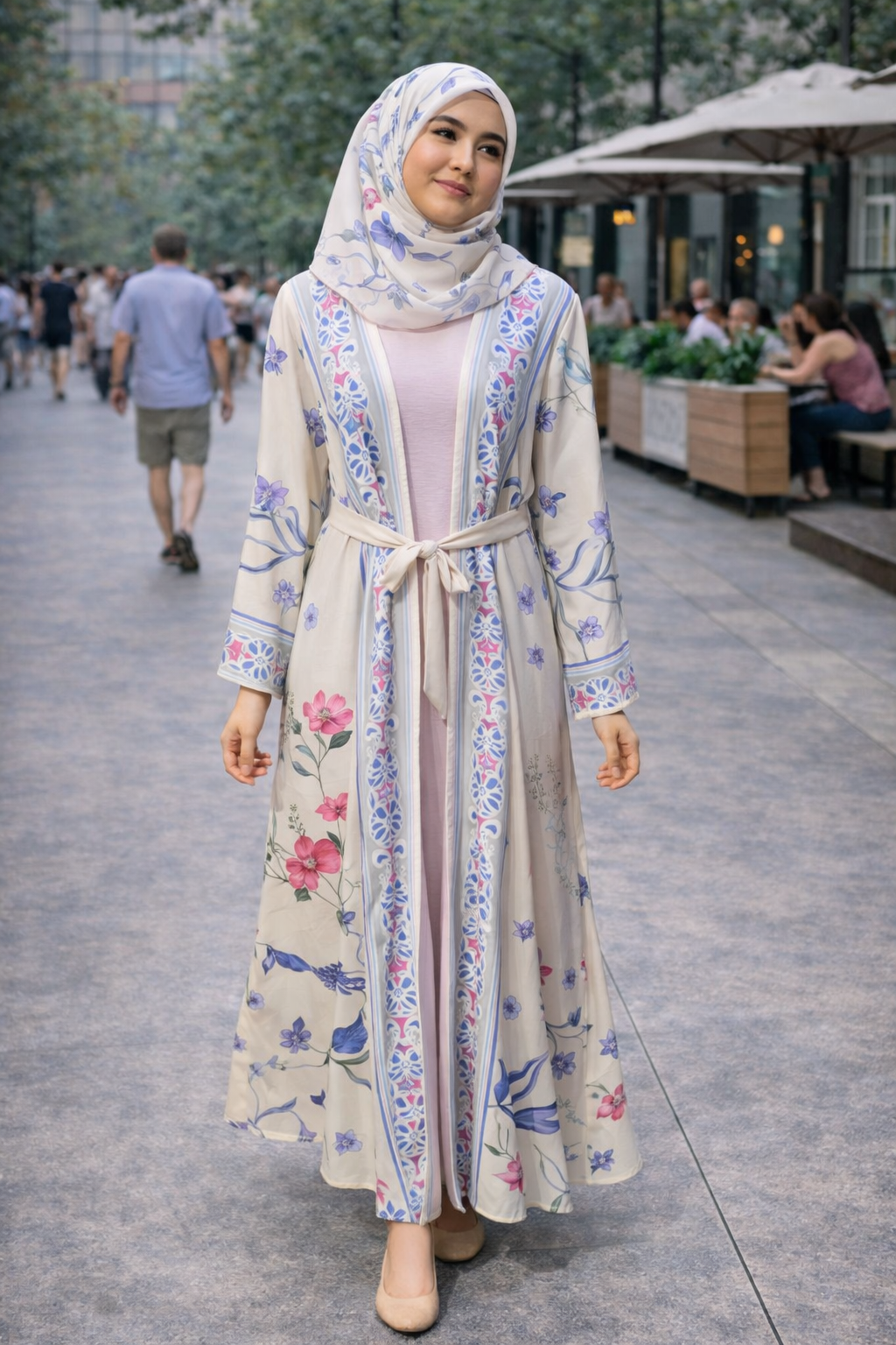 MQ223 FLORAL ABAYA THROW+SCARF