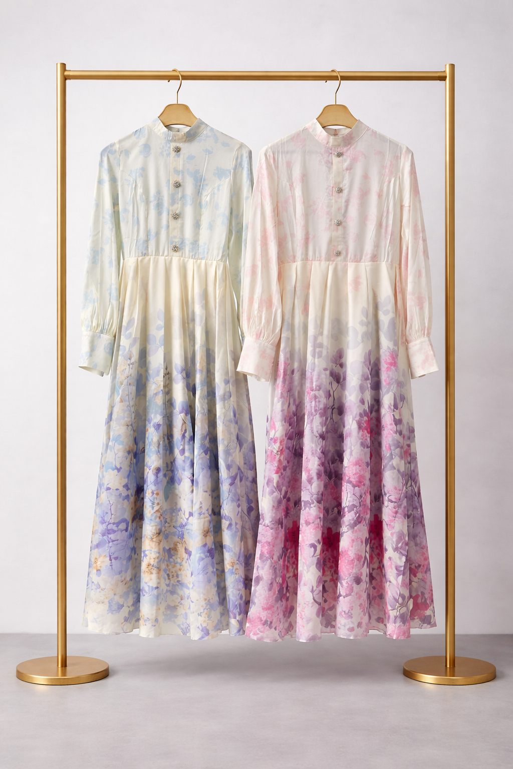 2283 VINTAGE INSPIRED FLORAL SATIN DRS