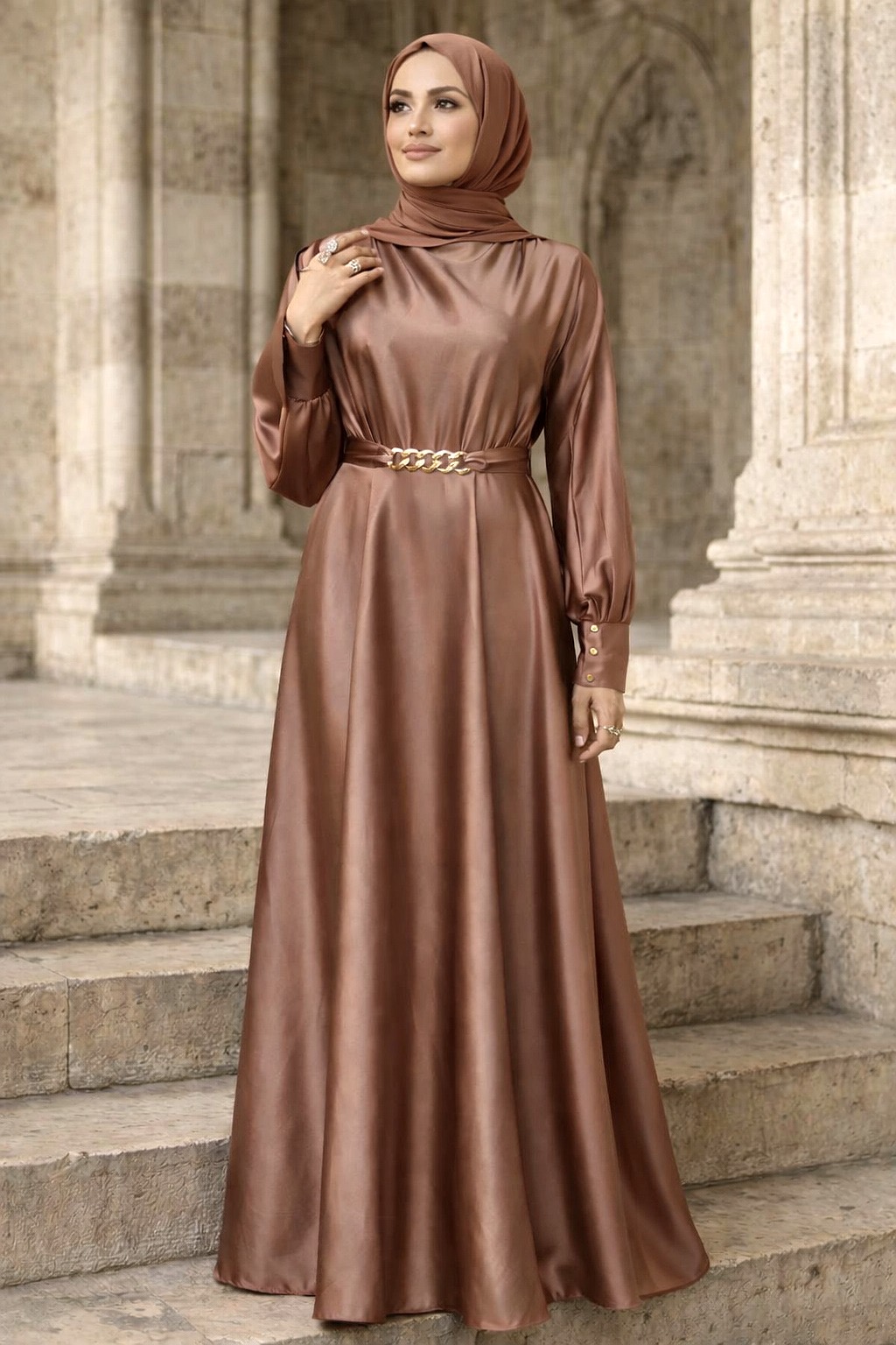 DR0853-M3289 DONATELLA SATIN BLOOM DRESS