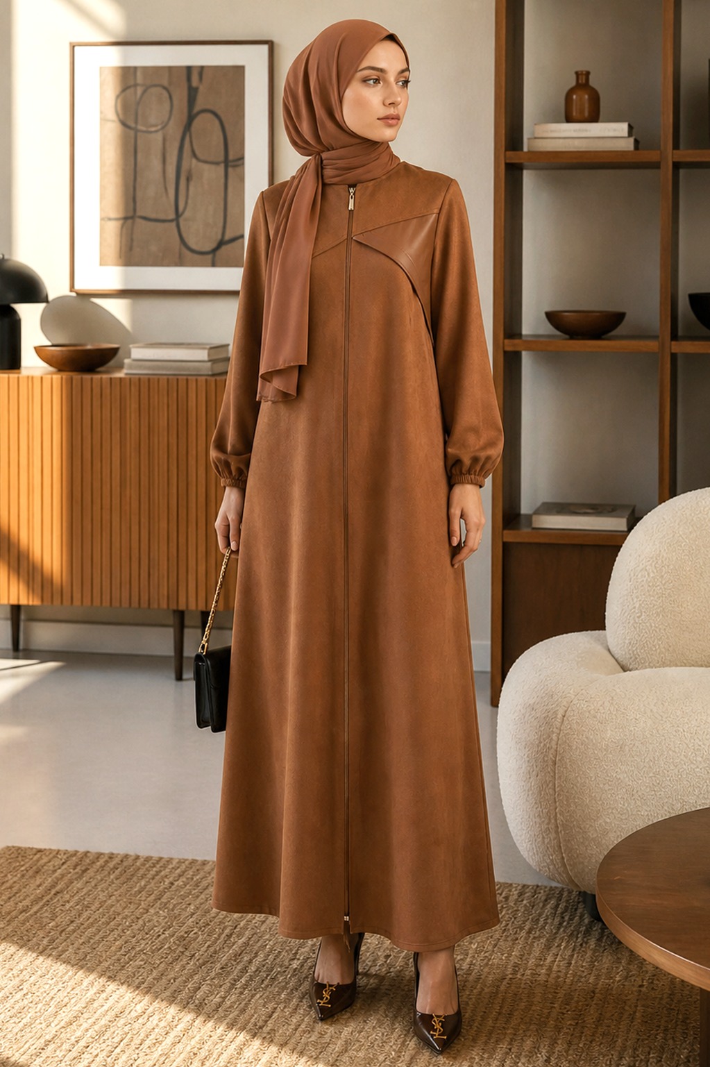 DR1063-M2904 KATARA SUEDE ABAYA